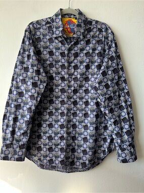 Robert Graham Navy & Light Blue Geometric Button-Down Shirt